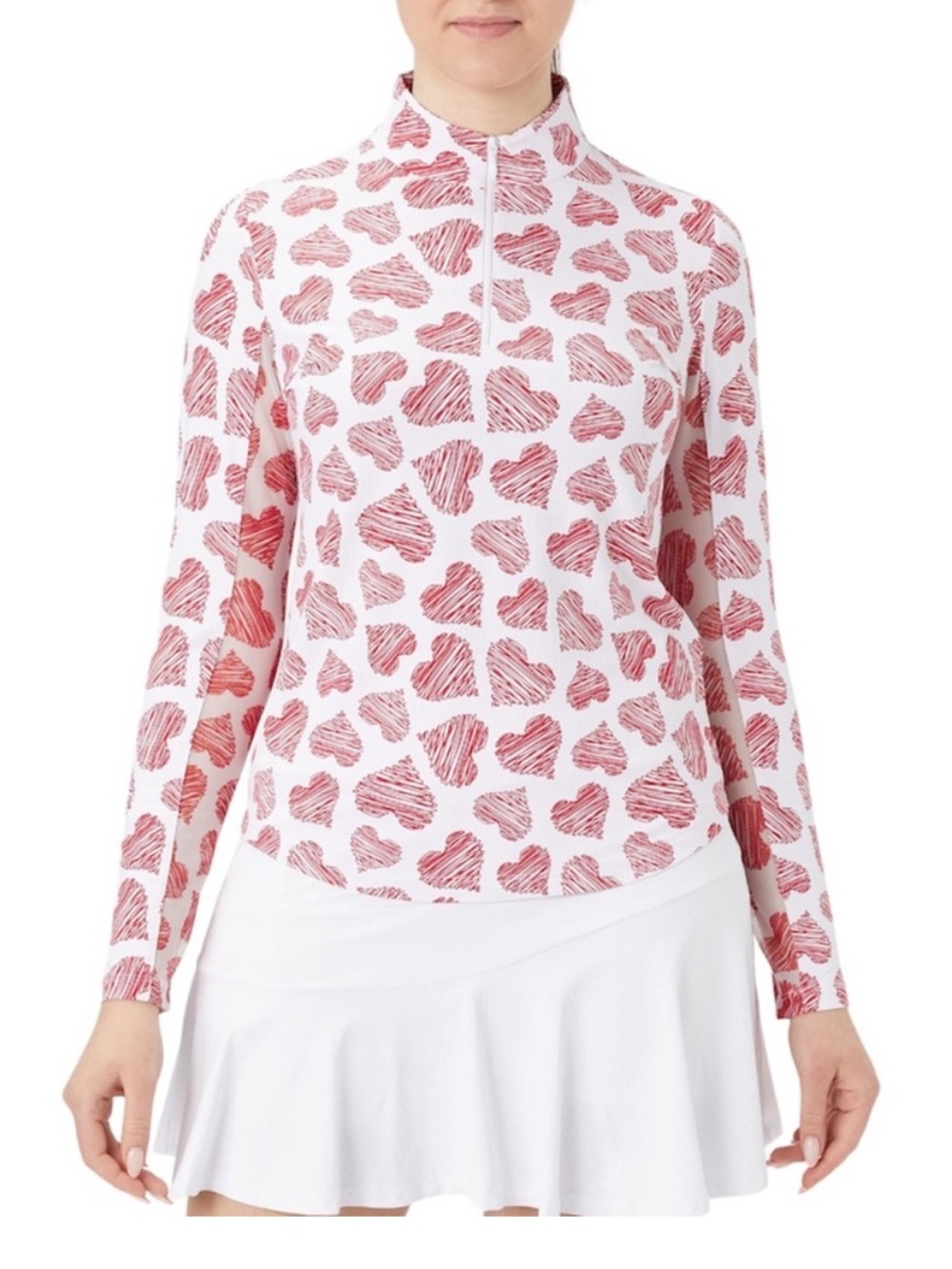IBKUL Women's Scribble Heart Long Sleeve Mock Size XL